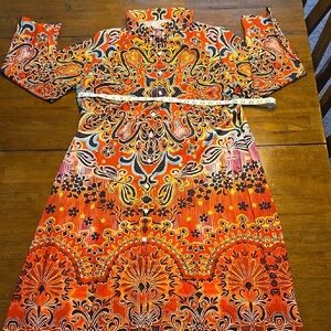 Vibrant Paisley Long Sleeve Dress